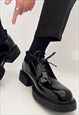 UNUSUAL PLATFORM SHOES FAUX LEATHER BOOTS IN BLACK