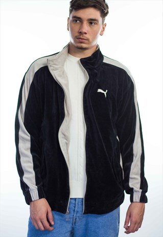 VINTAGE PUMA LOGO VELOUR JACKET 90S L 21.8
