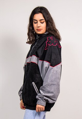 90'S VINTAGE BLACK VELOUR STYLE KAPPA TRACKSUIT JACKET