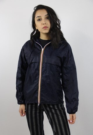 VINTAGE K-WAY STYLE NAVY JACKET