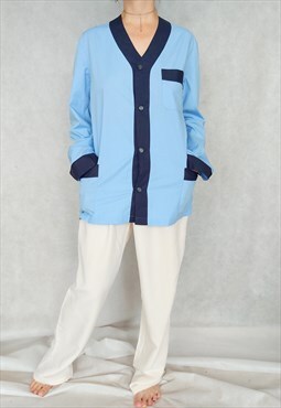 Vintage Blue Pajama Top, Piermary Style Pajama Shirt,