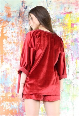 Red Velvet Kimono Jacket