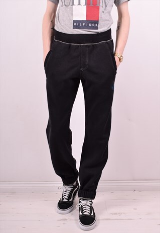 ADIDAS MENS VINTAGE TRACKSUIT TROUSERS W30 L34 BLACK 90S