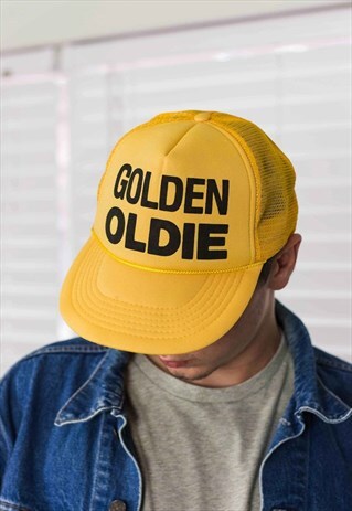 VINTAGE GOLDEN OLDIE TRUCKER CAP HAT LOG 90S ONE SIZE 2.0