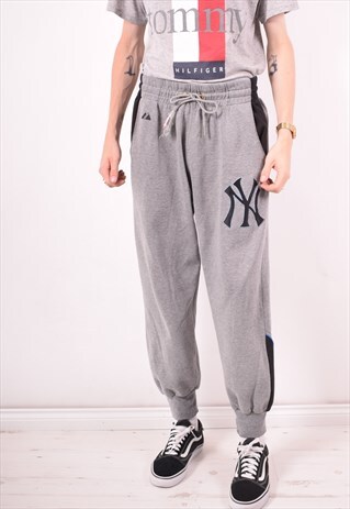 MAJESTIC MENS VINTAGE NY YANKEES TRACKSUIT TROUSERS XL GREY