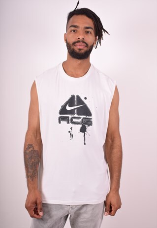NIKE MENS VINTAGE VEST TOP XXL WHITE 90S