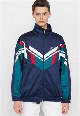 VINTAGE NAVY ZIP TRACK JACKET