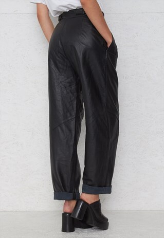 VINTAGE BLACK LEATHER TROUSERS BOTTOMS