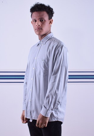 GREY/BLUE LACOSTE BUTTON UP SHIRT