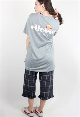 90'S RETRO GREY SPELL-OUT LOGO SPORTS OVERSIZED T-SHIRT