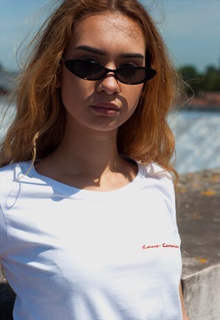 LOVE LARNIES WHITE EMBROIDERED T-SHIRT