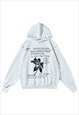 PUNK HOODIE FLOWER PRINT PULLOVER GRUNGE JUMPER IN BLACK