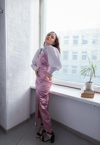 VINTAGE 60'S PINK MAXI SHIMMERING DRESS