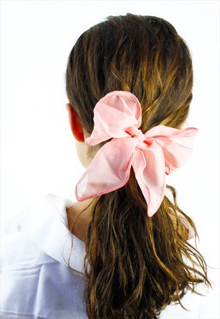 PINK CHIFFON BOW HAIR BAND TIE