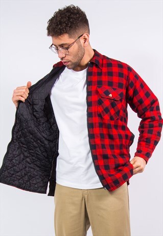 VINTAGE PADDED FLANNEL SHIRT ZIP FASTEN CHORE JACKET
