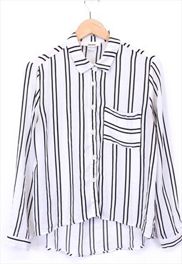 Vintage Striped Shirt Black White Lightweight With Pocket