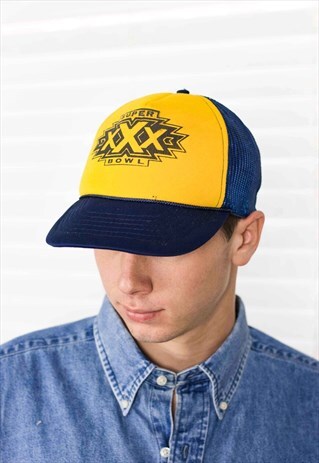 VINTAGE SUPER BOWL TRUCKER CAP LOGO 90S ONE SIZE 2.1