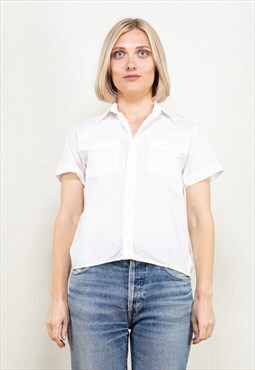 Vintage 80's Short Sleeve Shirt in White