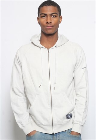 VINTAGE CHAMPION FULL ZIP HOODIE WHITE