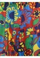 VINTAGE FLORAL PRINT MULTI-COLOUR FLARED TROUSERS - W24 L28
