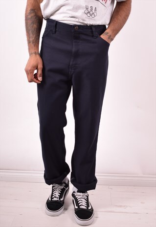 WRANGLER MENS VINTAGE TROUSERS W36 L31 NAVY BLUE 90S