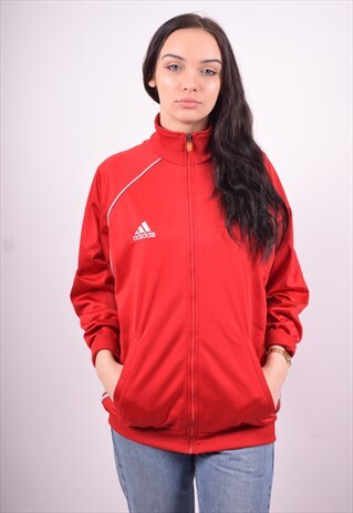 ADIDAS WOMENS VINTAGE TRACKSUIT TOP JACKET XL RED 90'S