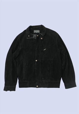 DARK BROWN BLACK GENUINE SUEDE FESTIVAL ZIP CASUAL JACKET