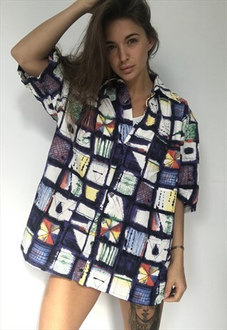 PATTERNED OVERSIZED RETRO VINTAGE UNISEX FESTIVAL SHIRT
