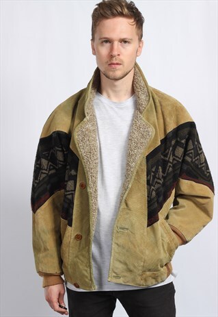 VINTAGE AZTEC FLEECE LINED FESTIVAL JACKET