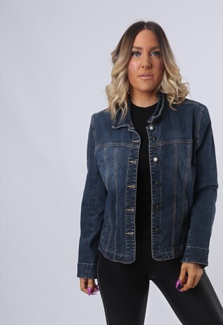 DENIM JACKET VINTAGE LIGHTWEIGHT FITTED UK 14 (CK4I)