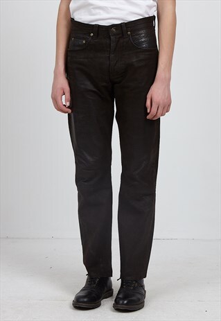 VINTAGE DARK BROWN LEATHER TROUSERS BOTTOMS