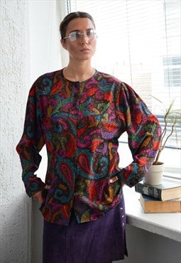 Vintage 80's Multicolour Patterned Blouse