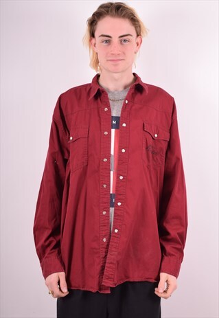 MENS VINTAGE SHIRT XL MAROON 90S