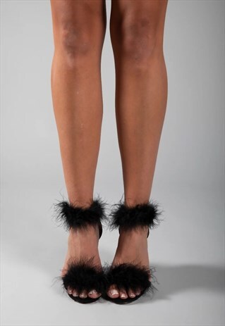 BLACK FAUX FUR HEELS
