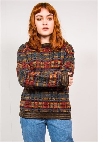 VINTAGE 90'S MULTICOLOUR RIBBED KNIT JUMPER