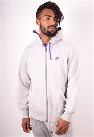 NIKE MENS VINTAGE HOODIE JACKET LARGE GREY 90S