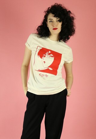 SIGH MEN ANIME PRINT T-SHIRT - RED ON NATURAL