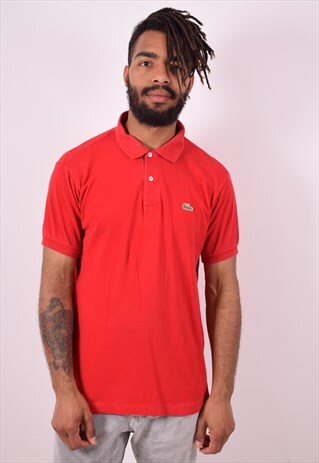 LACOSTE MENS VINTAGE POLO SHIRT LARGE RED 90S