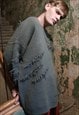 DISTRESSED KNITTED SWEATER RIPPED PREMIUM JUMPER IN GREEN