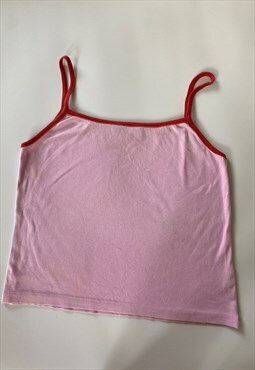Vintage Y2K Pink and Red Cami Vest Top Medium Summer  