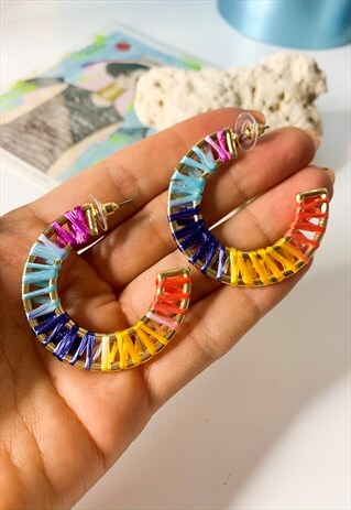 RAINBOW RAFIA HOOPS