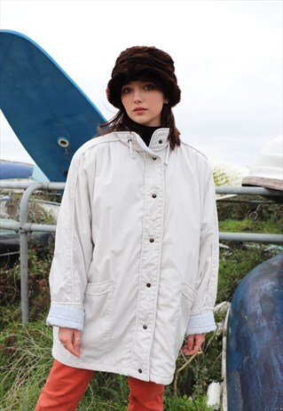90S OVERSIZED OFF WHITE/ CREAM PADDED COAT JACKET