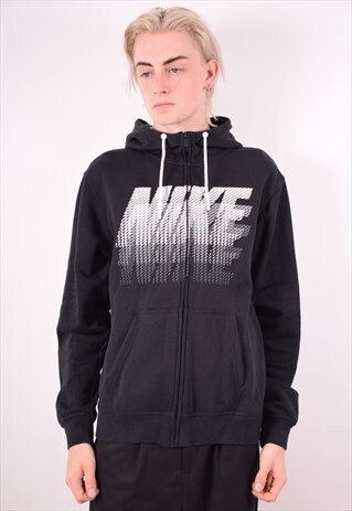 NIKE MENS VINTAGE HOODIE JACKET MEDIUM BLACK 90S