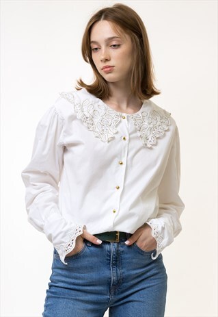 BAVARIAN DIRNDL VICTORIAN FOLK BUTTONS BLOUSE SHIRT 5482