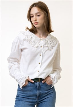 Bavarian Dirndl Victorian Folk Buttons blouse Shirt 5482