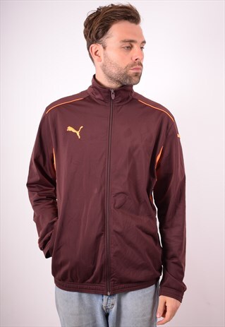 PUMA MENS VINTAGE TRACKSUIT TOP JACKET LARGE MAROON 90S