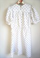 VINTAGE WHITE DRESS DRESSES POLKA DOTS WHITE MIDI LACE