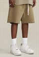 KHAKI WASHED HEAVY COTTON RELAXED FIT SHORTS