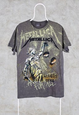 Vintage Metallica And Justice For All T-Shirt Green Medium