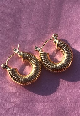 Gold plated chunky hoop earrings 